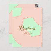 Orange green pastel boho add name place rustic ele briefkaart (Voorkant / Achterkant)