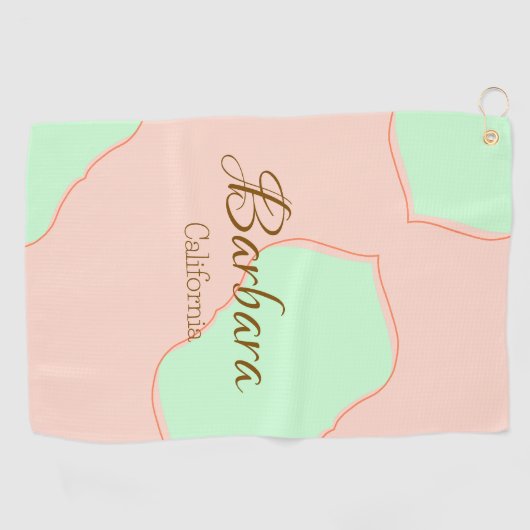 Orange green pastel boho add name place rustic ele golfhanddoek (Horizontaal)
