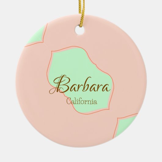 Orange green pastel boho add name place rustic ele keramisch ornament (Voorkant)