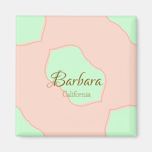 Orange green pastel boho add name place rustic ele magneet (Voorkant)
