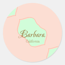 Orange green pastel boho add name place rustic ele ronde sticker