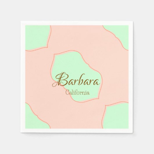 Orange green pastel boho add name place rustic ele servet (Voorkant)