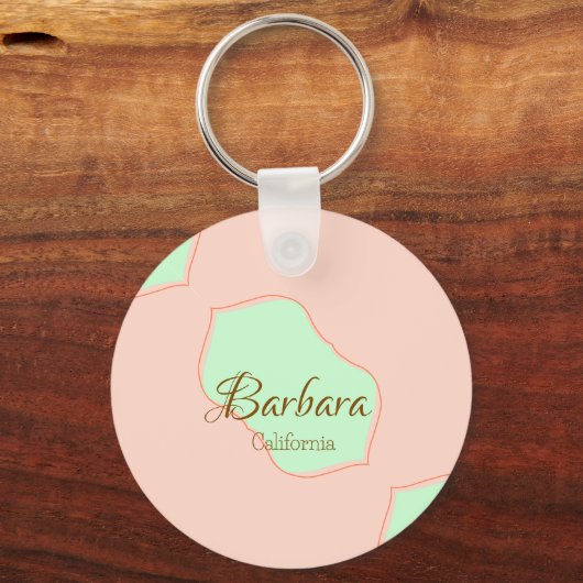 Orange green pastel boho add name place rustic ele sleutelhanger (Achterkant)