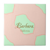 Orange green pastel boho add name place rustic ele tegeltje (Voorkant)