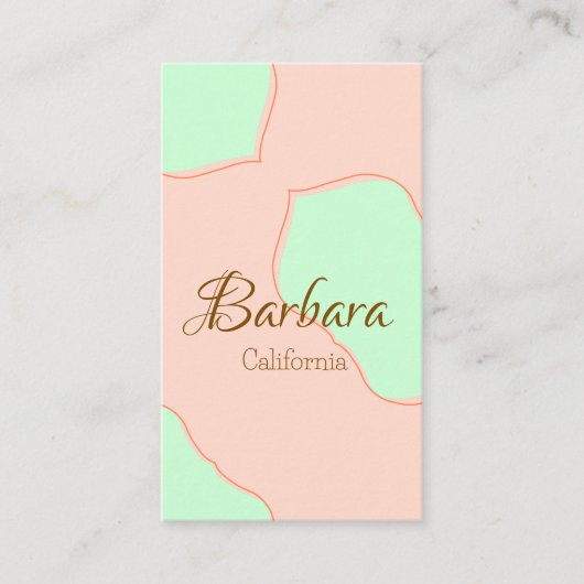 Orange green pastel boho add name place rustic ele visitekaartje (Voorkant)