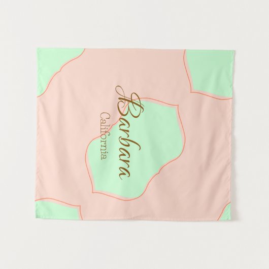 Orange green pastel boho add name place rustic ele wandkleed (Voorkant (horizontaal))