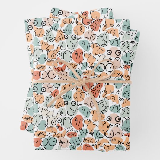 orange green woman fun gift inpakpapier vel (In situ)