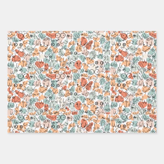 orange green woman fun gift inpakpapier vel (Voorkant)