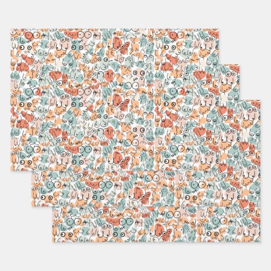 orange green woman fun gift inpakpapier vel (Set)