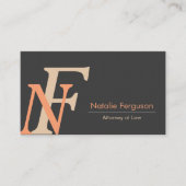 Orange grey elegant initials upper case letters visitekaartje (Voorkant)