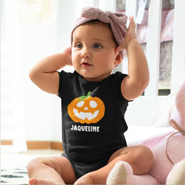 Orange Halloween Pumpkin with Name Romper