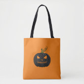 Orange Halloween Tote Bag With Black Pumpkin (Voorkant)