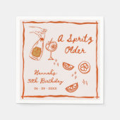 Orange Hand Drawn A Spritz Older Birthday Party Servet (Voorkant)