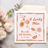Orange Hand Drawn A Spritz Older Birthday Party Servet