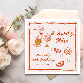 Orange Hand Drawn A Spritz Older Birthday Party Servet