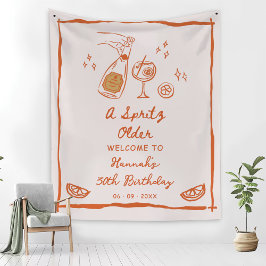 Orange Hand Drawn A Spritz Older Birthday Party Wandkleed