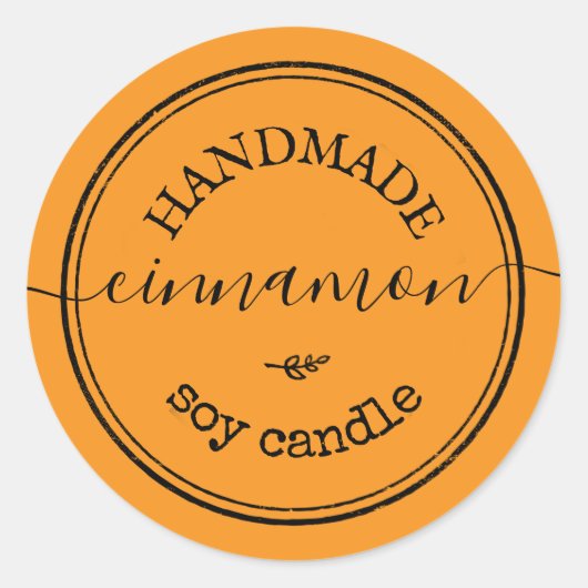 Orange Handmade Script Black Border Product Label (Voorkant)