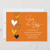 Orange Heart Theme Wedding Save the Date (Voorkant)
