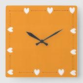 Orange Heart Wall Clock –Minimal Modern Wall Decor Vierkante Klok (Voorkant)