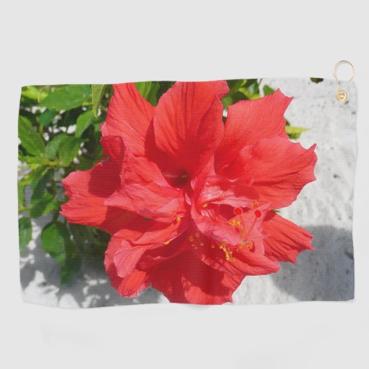 Orange Hibiscus Flower Tropical Floral Golfhanddoek (Horizontaal)