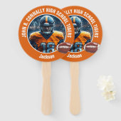 Orange High School Football Player Photo Parent Handwaaier (Voorkant en achterkant)