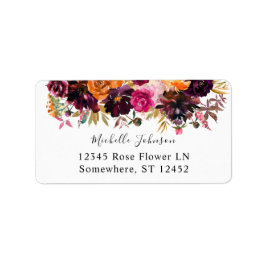 Orange, Hot Pink, & Purple Floral 2 Return Address Etiket
