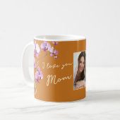 Orange I Love You Mom Floral Mother's Day Photo Koffiemok (Voorkant links)