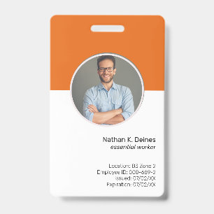 Orange ID Bedrijfsfoto ID Beveiligingsbedrijf Badge