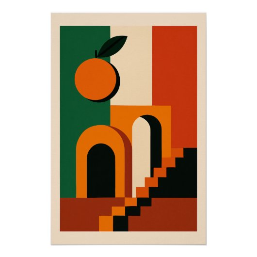 Orange Italiaan - Zonnebrand en Architectuur Perfect Poster (Voorkant)