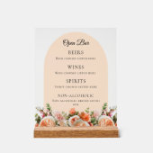 Orange ivory florals arch Bar Drink Menu Acryl Bord (Voorkant)