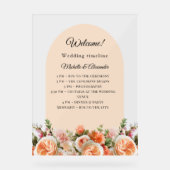 Orange ivory florals arch clear wedding program acryl bord (Voorkant)