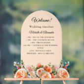 Orange ivory florals arch clear wedding program acryl bord (Neutraal)