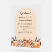 Orange ivory florals arch clear wedding program acryl bord (Hoek)