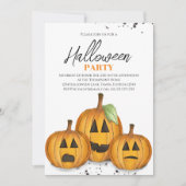 Orange Jack O'lanterns Pumpkin Halloween Party Kaart (Voorkant)