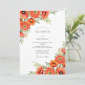 Orange Joyous Meadow Wedding Kaart (Staand voorkant)