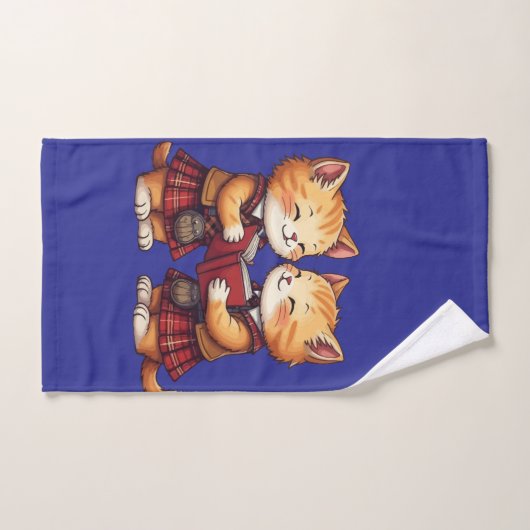 Orange Kitties Reading Burns Night Bad Handdoek (Handdoek)