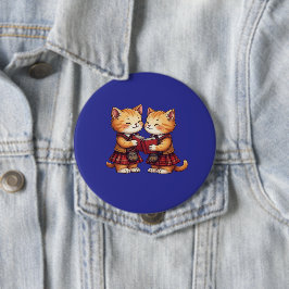 Orange Kitties Reading Burns Night Ronde Button 4,0 Cm