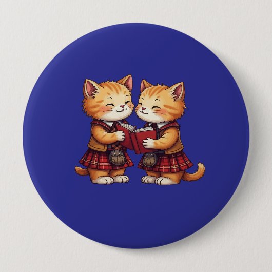 Orange Kitties Reading Burns Night Ronde Button 4,0 Cm (Voorkant)
