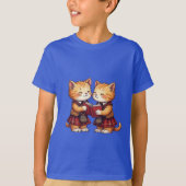 Orange Kitties Reading Burns Night T-shirt (Voorkant)