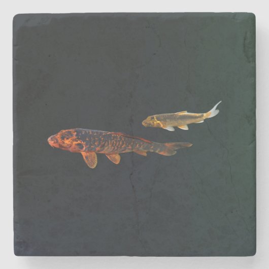 Orange Koi and Gold Koi Stenen Onderzetter (Voorkant)