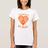 Orange Lacrosse My Heart T-Shirt (Voorkant)