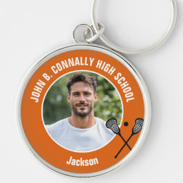 Orange Lacrosse Player Photo High School Sleutelhanger