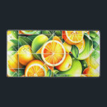 Orange Lemon Botanical Citrus Geometric Bureaumat<br><div class="desc">Geometric fresh oranges and lemons surrounded by lush green leaves.</div>