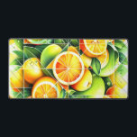 Orange Lemon Botanical Citrus Geometric Bureaumat<br><div class="desc">Geometric fresh oranges and lemons surrounded by lush green leaves.</div>