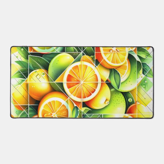 Orange Lemon Botanical Citrus Geometric Bureaumat (Voorkant)
