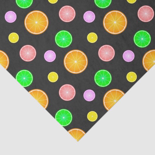 Orange lemon lime grapefruit summer party pattern tissuepapier (Detail)