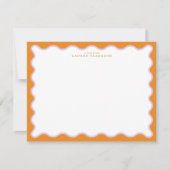 Orange & Lilac Wavy Frame Note Card with Striped E Kaart (Voorkant)