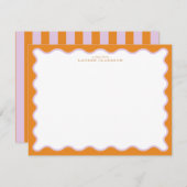 Orange & Lilac Wavy Frame Note Card with Striped E Kaart (Voorkant / Achterkant)