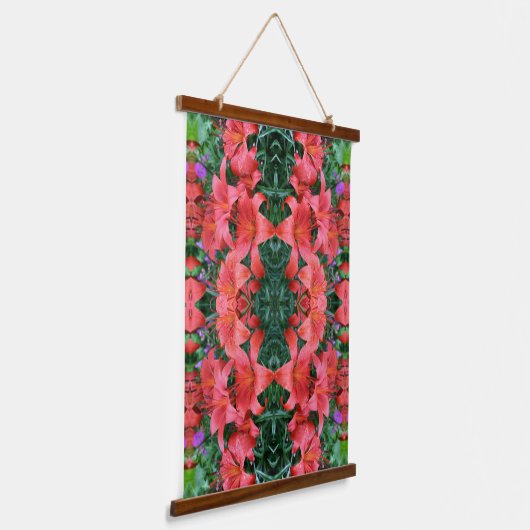 Orange Lilies Abstract Pattern Hangend Wandkleed (Gebogen)