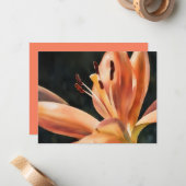Orange Lily Flower Art Note Card Set Notitiekaartje (Voorkant / Achterkant in situ)